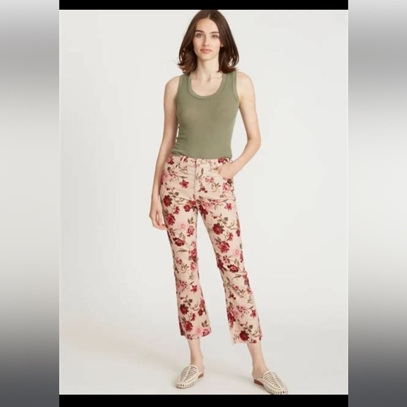 Driftwood Meg Cropped Corduroy Pants in Floral Wild Ginseng - Picture 1 of 7
